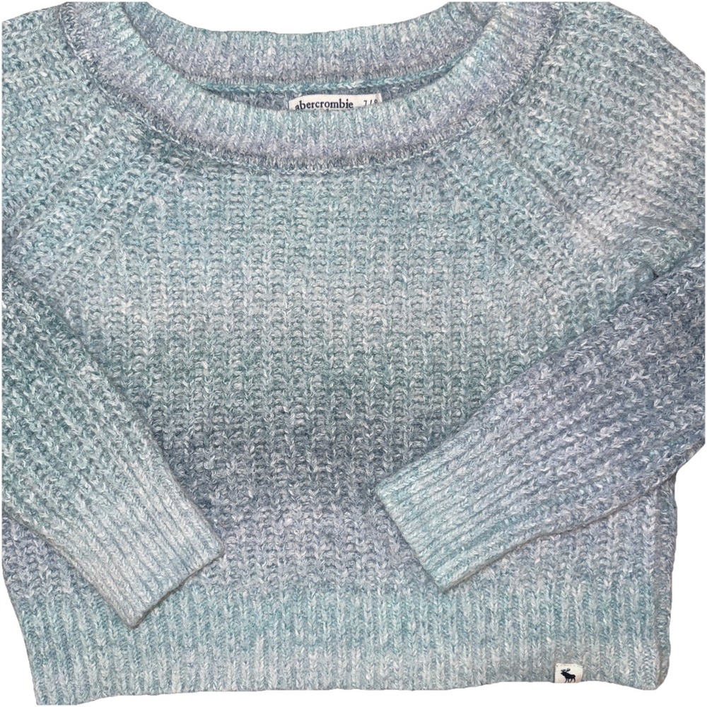 Abercrombie Kids A&F Girls Sweater Size Medium 7/8 Fuzzy Top Blue Ombre‎
